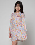 Aero Long Sleeve Midi Dress Rayon Print Bunga