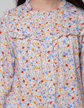 Aero Long Sleeve Midi Dress Rayon Print Bunga