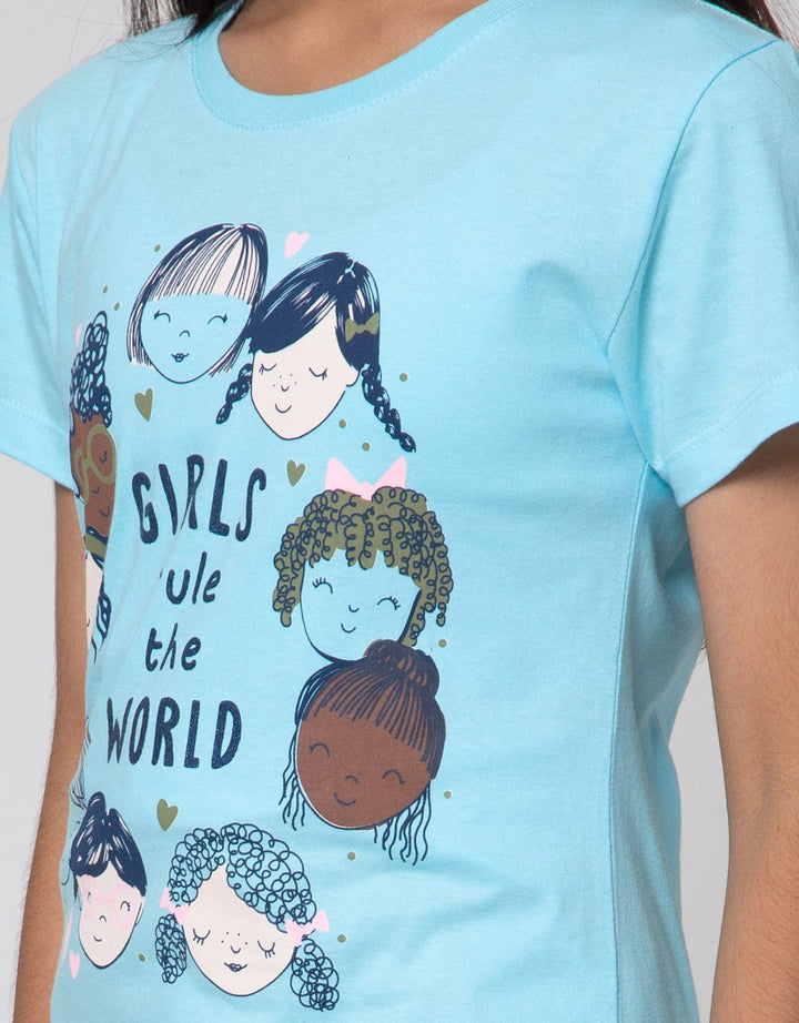 Aero Short Sleeve T-Shirt Print Girl Rules The World
