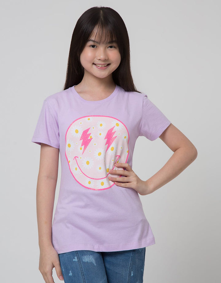 Aero Short Sleeve T-Shirt Print Smile Daisy Flower