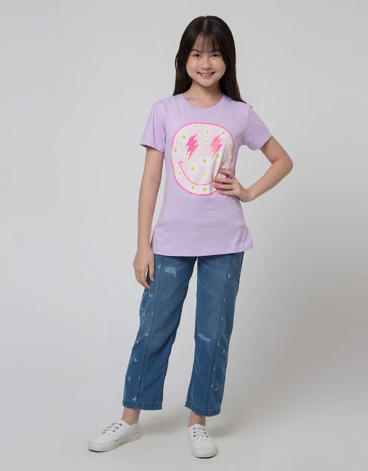 Aero Short Sleeve T-Shirt Print Smile Daisy Flower