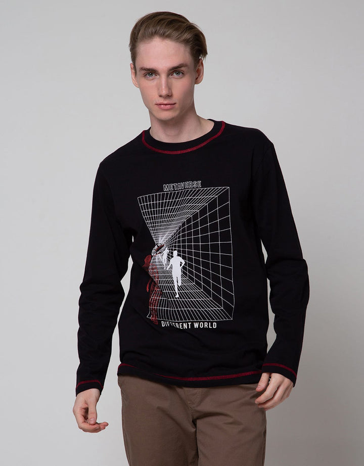 Nevada Long Sleeve T-Shirt Print Contrast Stitch