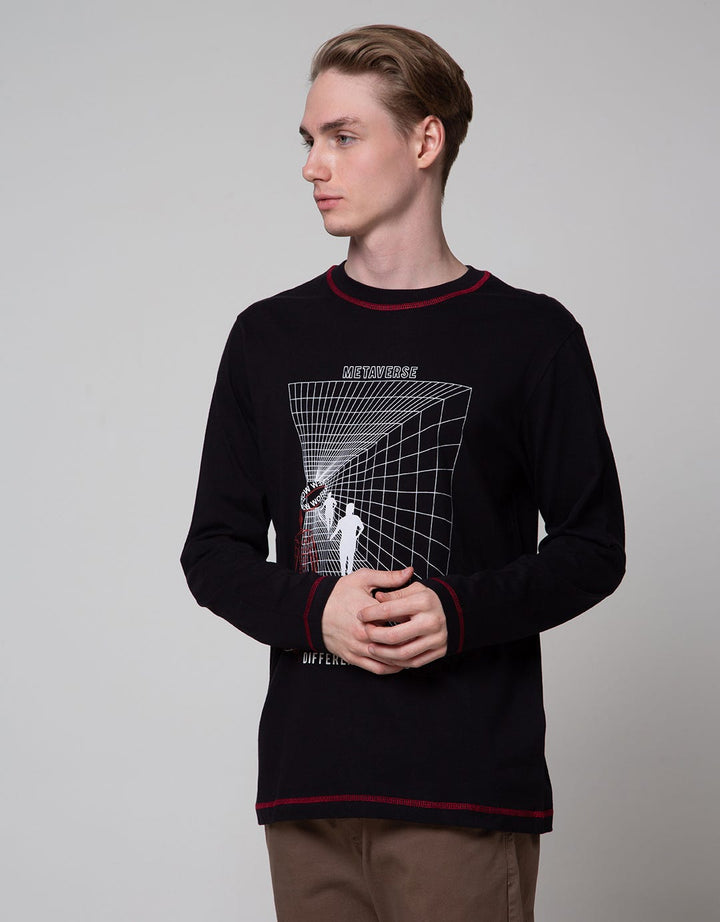 Nevada Long Sleeve T-Shirt Print Contrast Stitch