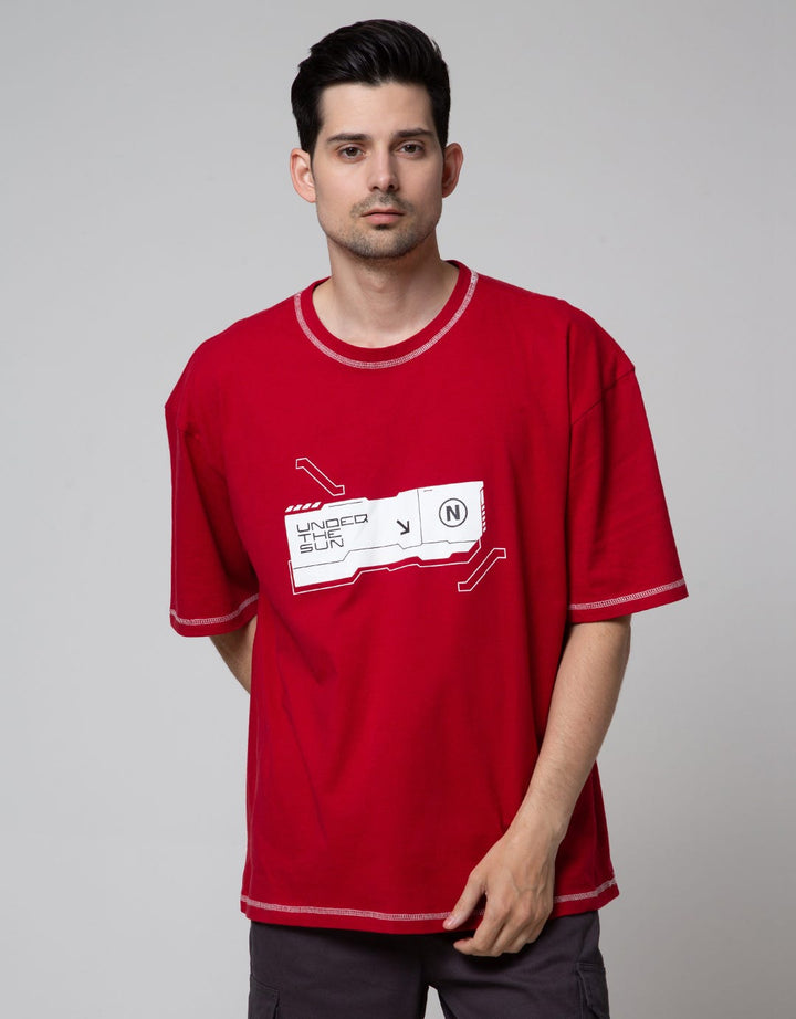 Nevada Short Sleeve T-Shirt Print Contrast Stitch Oversized