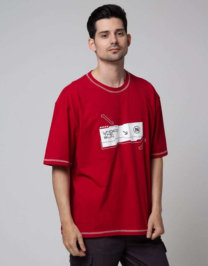 Nevada Short Sleeve T-Shirt Print Contrast Stitch Oversized