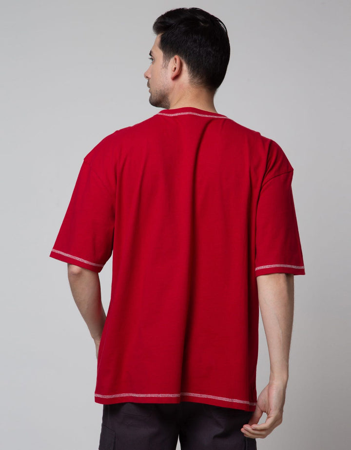 Nevada Short Sleeve T-Shirt Print Contrast Stitch Oversized