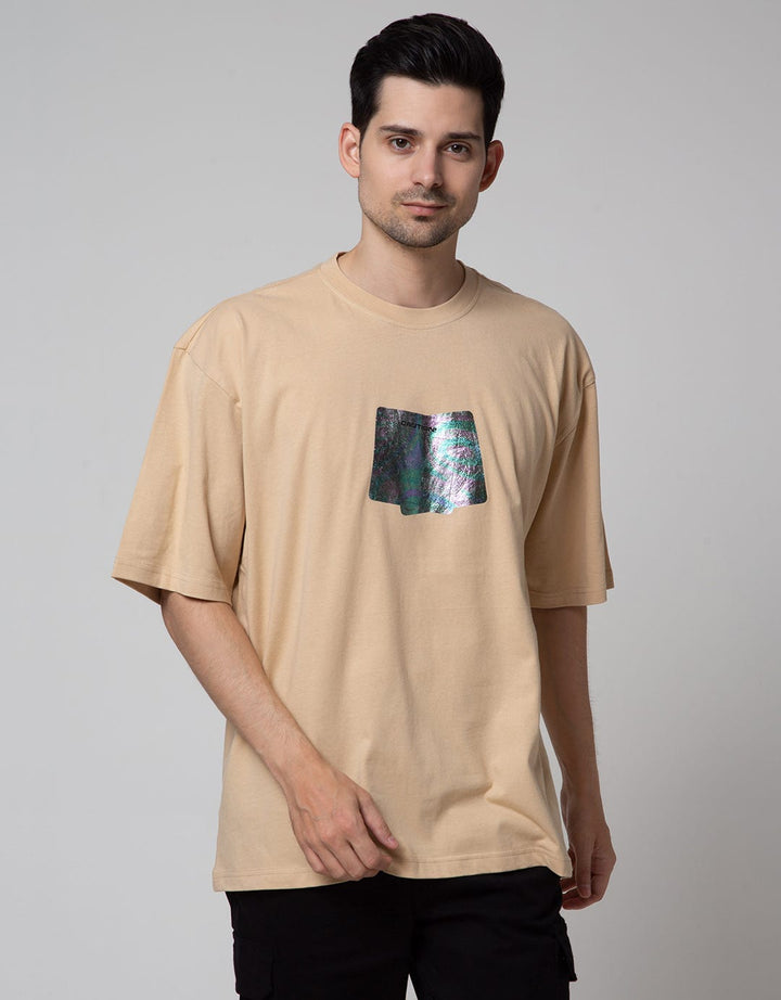 Nevada Short Sleeve Oversized Hologram Print T-Shirt
