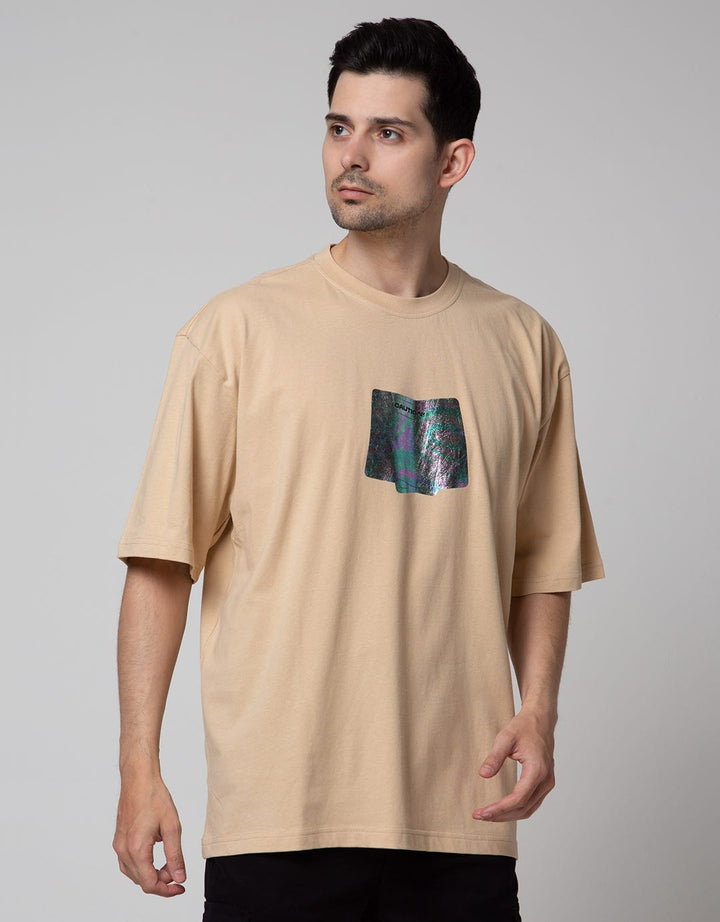 Nevada Short Sleeve Oversized Hologram Print T-Shirt