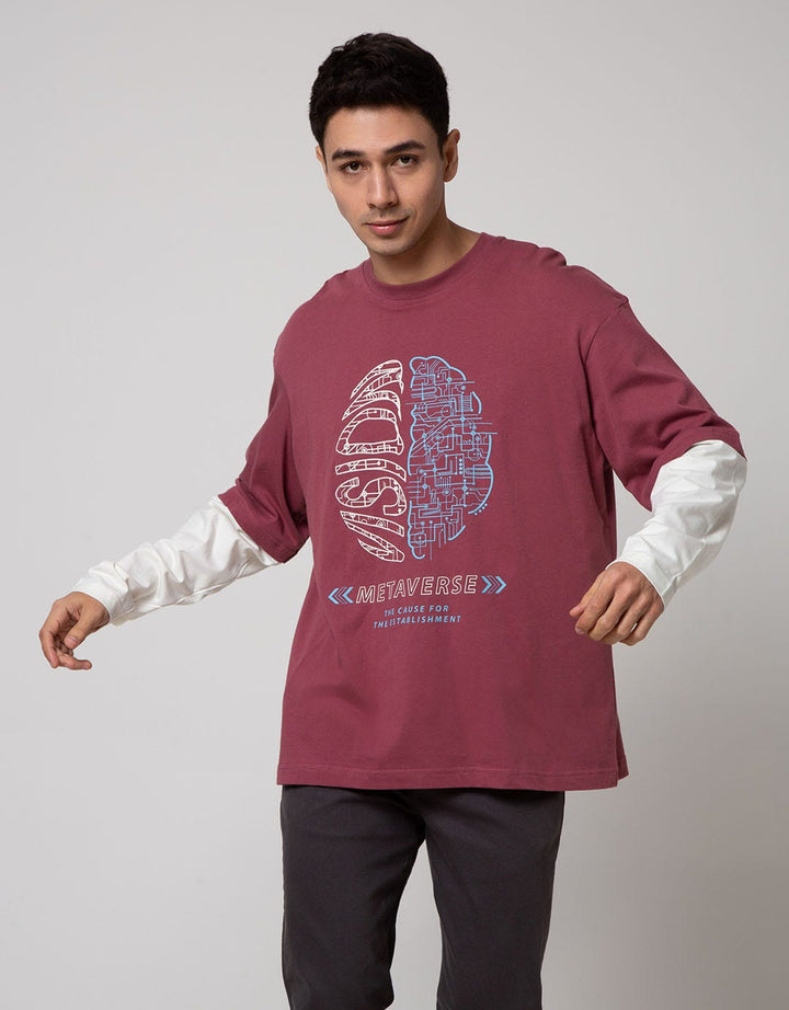 Nevada Long Sleeve T-Shirt Print Mocksleeve Oversized