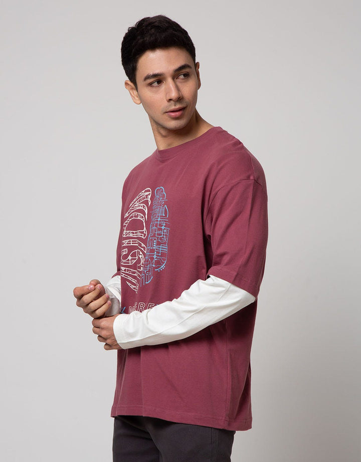 Nevada Long Sleeve T-Shirt Print Mocksleeve Oversized