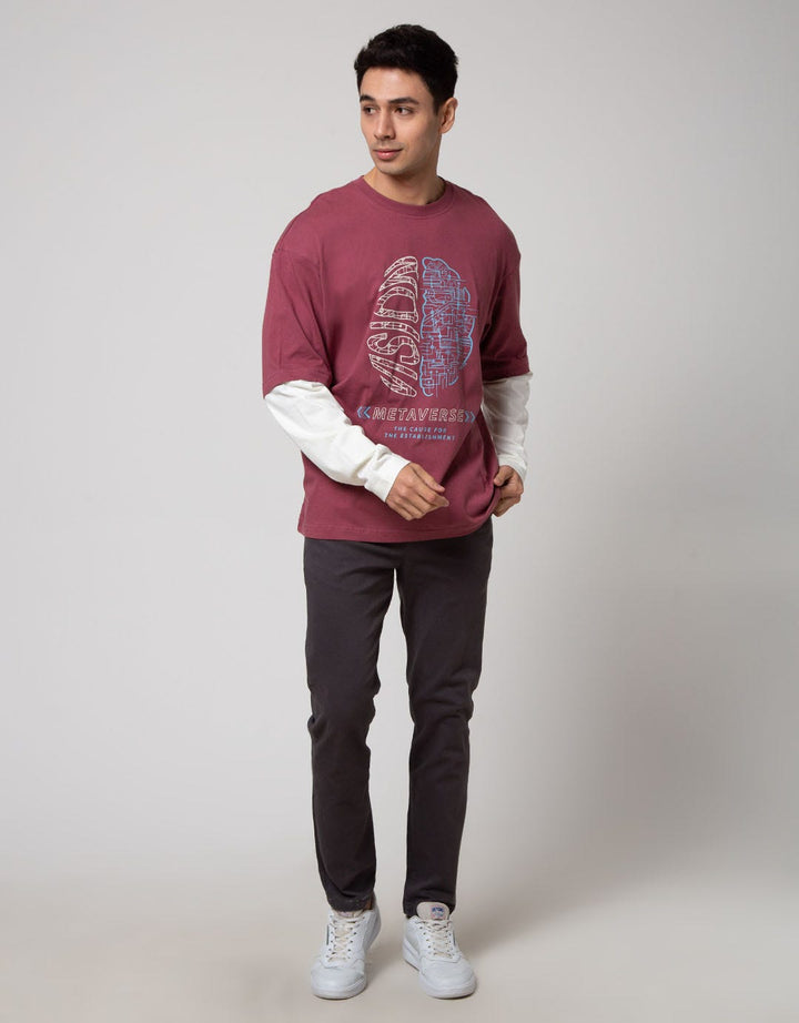 Nevada Long Sleeve T-Shirt Print Mocksleeve Oversized