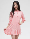 Aero Long Sleeve Midi Dress Rayon Round Front Button