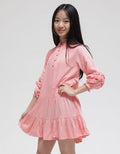 Aero Long Sleeve Midi Dress Rayon Round Front Button