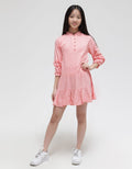Aero Long Sleeve Midi Dress Rayon Round Front Button