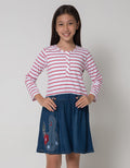 Aero Long Sleeve Midi Dress Knit Denim Bordir Bunny