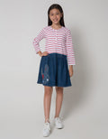 Aero Long Sleeve Midi Dress Knit Denim Bordir Bunny