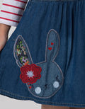 Aero Long Sleeve Midi Dress Knit Denim Bordir Bunny