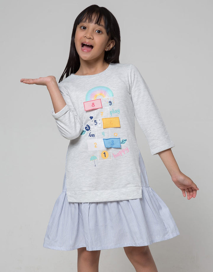 Aero Long Sleeve Midi Dress Knit Komb Woven Tapak Gunung