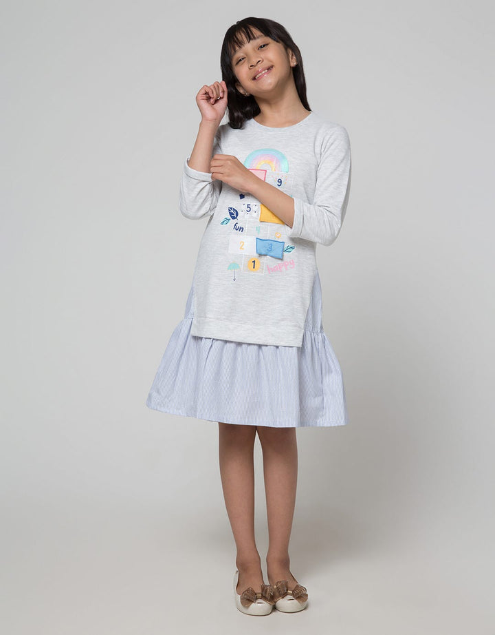 Aero Long Sleeve Midi Dress Knit Komb Woven Tapak Gunung