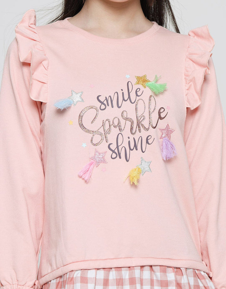 Aero Long Sleeve Midi Dress Knit Comb Woven Shine Sparkle