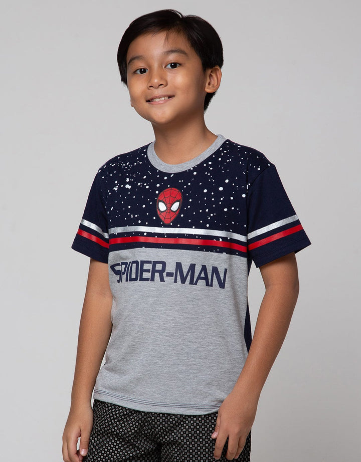 Marvel T-Shirt Spiderman Face Cutsewn Splash Stripe