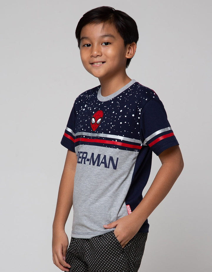 Marvel T-Shirt Spiderman Face Cutsewn Splash Stripe