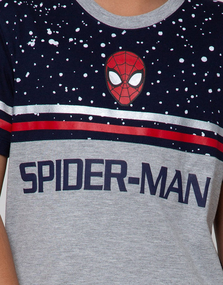 Marvel T-Shirt Spiderman Face Cutsewn Splash Stripe