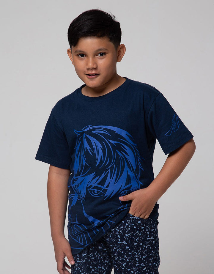 Nevada Anime Blue Outine Kaos Anak Laki-laki