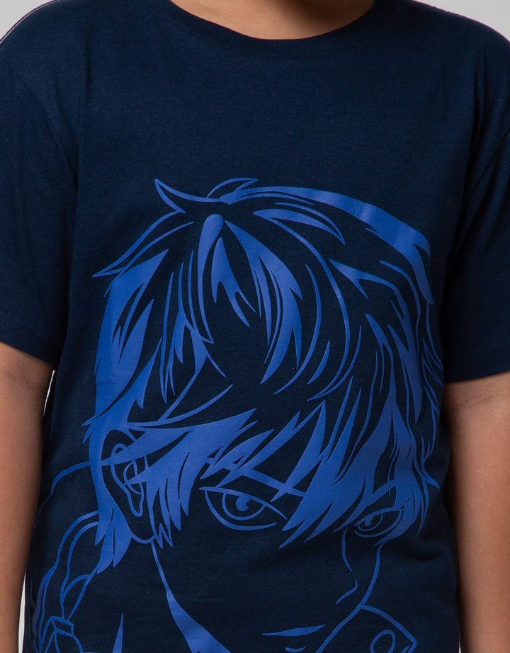 Nevada Anime Blue Outine Kaos Anak Laki-laki