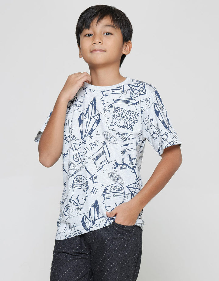 Nevada Kaos Lengan Pendek Anak Laki-laki Print Hand Graffiti