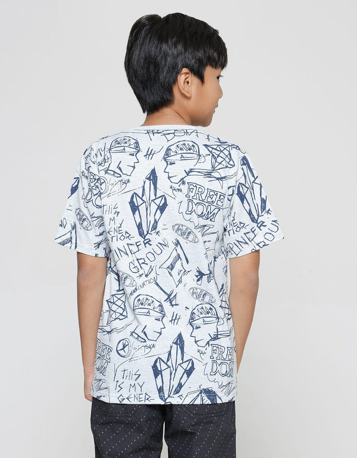 Nevada Kaos Lengan Pendek Anak Laki-laki Print Hand Graffiti