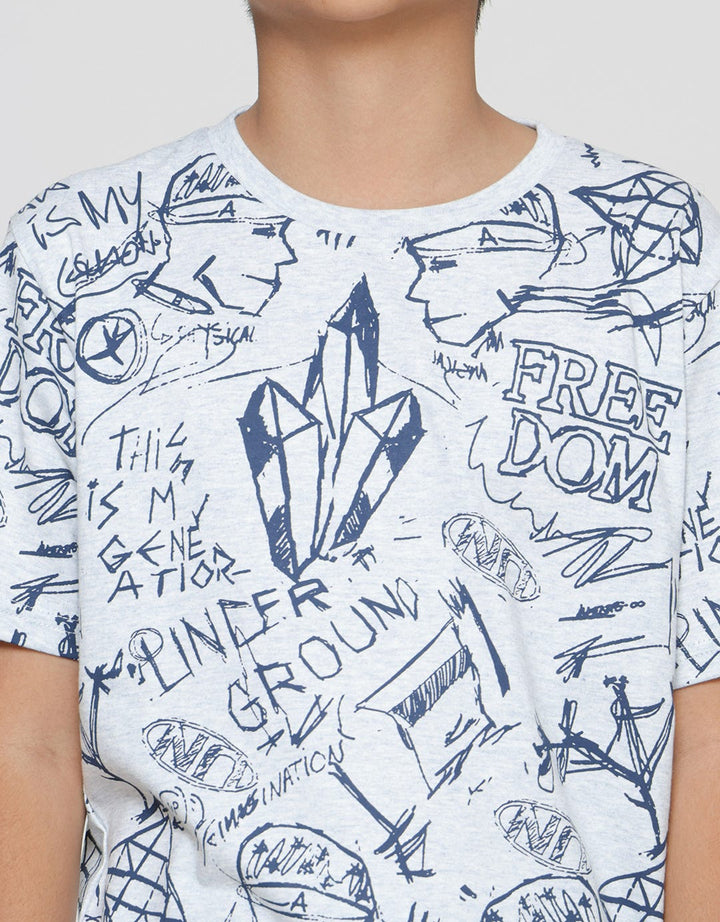 Nevada Kaos Lengan Pendek Anak Laki-laki Print Hand Graffiti