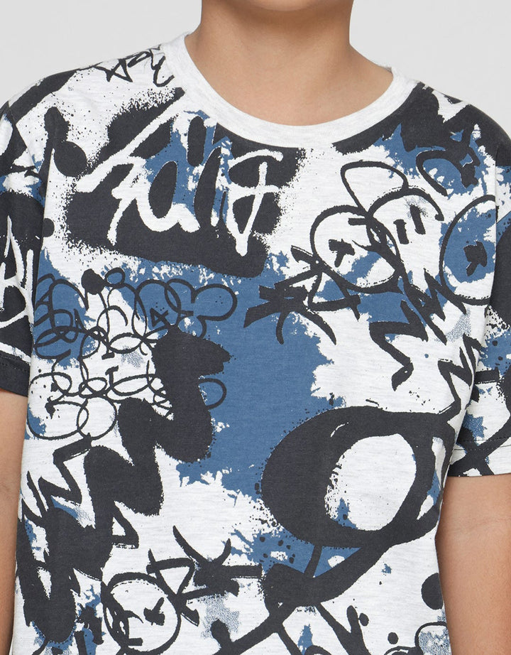 Nevada Kaos Lengan Pendek Anak Laki-laki Print Graffiti