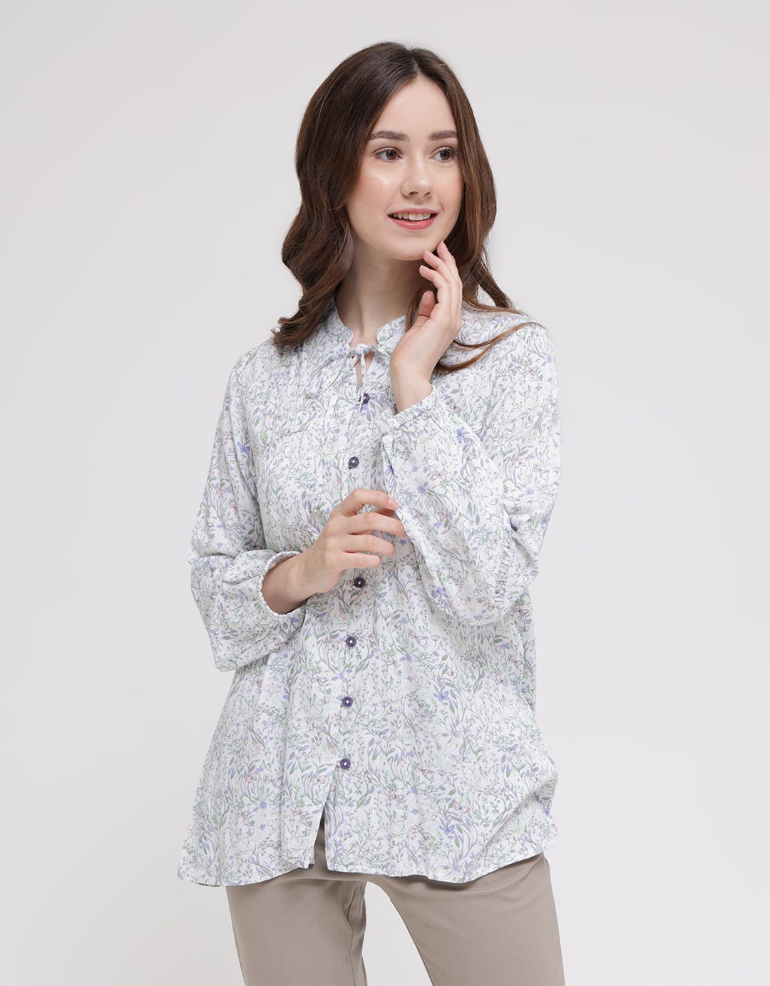 Triset Ladies Abstract Leaf Blouse for Women