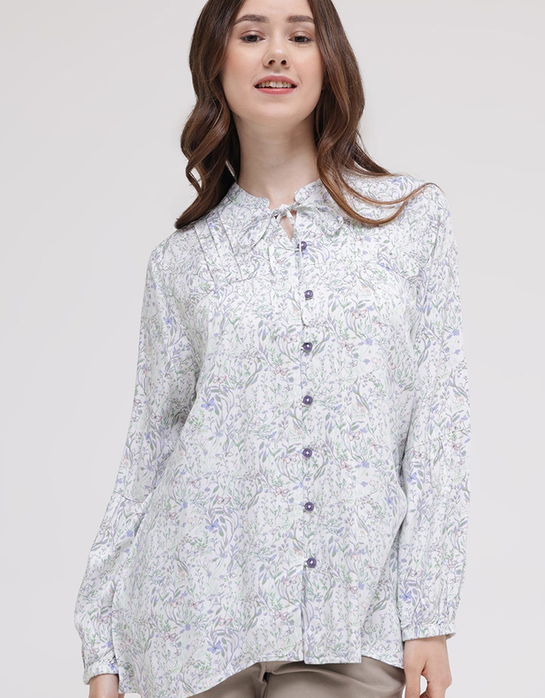 Triset Ladies Abstract Leaf Blouse for Women