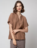 St. Yves Short Sleeve Blouse Linen Pule