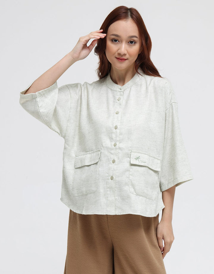 Triset Casual Double Pocket Blouse Wanita