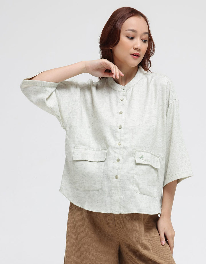 Triset Casual Double Pocket Blouse Wanita