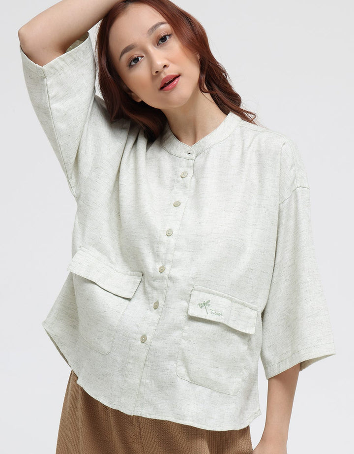 Triset Casual Double Pocket Blouse Wanita