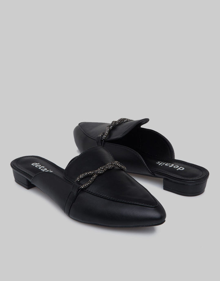 Details Mule Sandals Women Pointy Ribbon