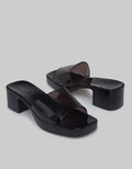 Details Rub Glass Sandal Heels Wanita