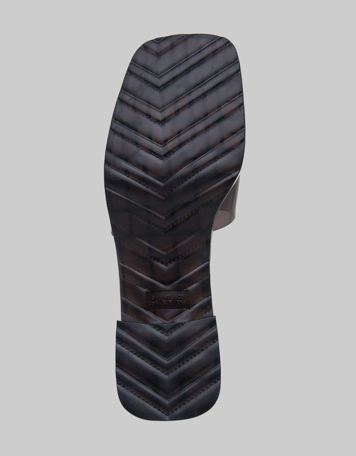 Details Rub Glass Sandal Heels Wanita