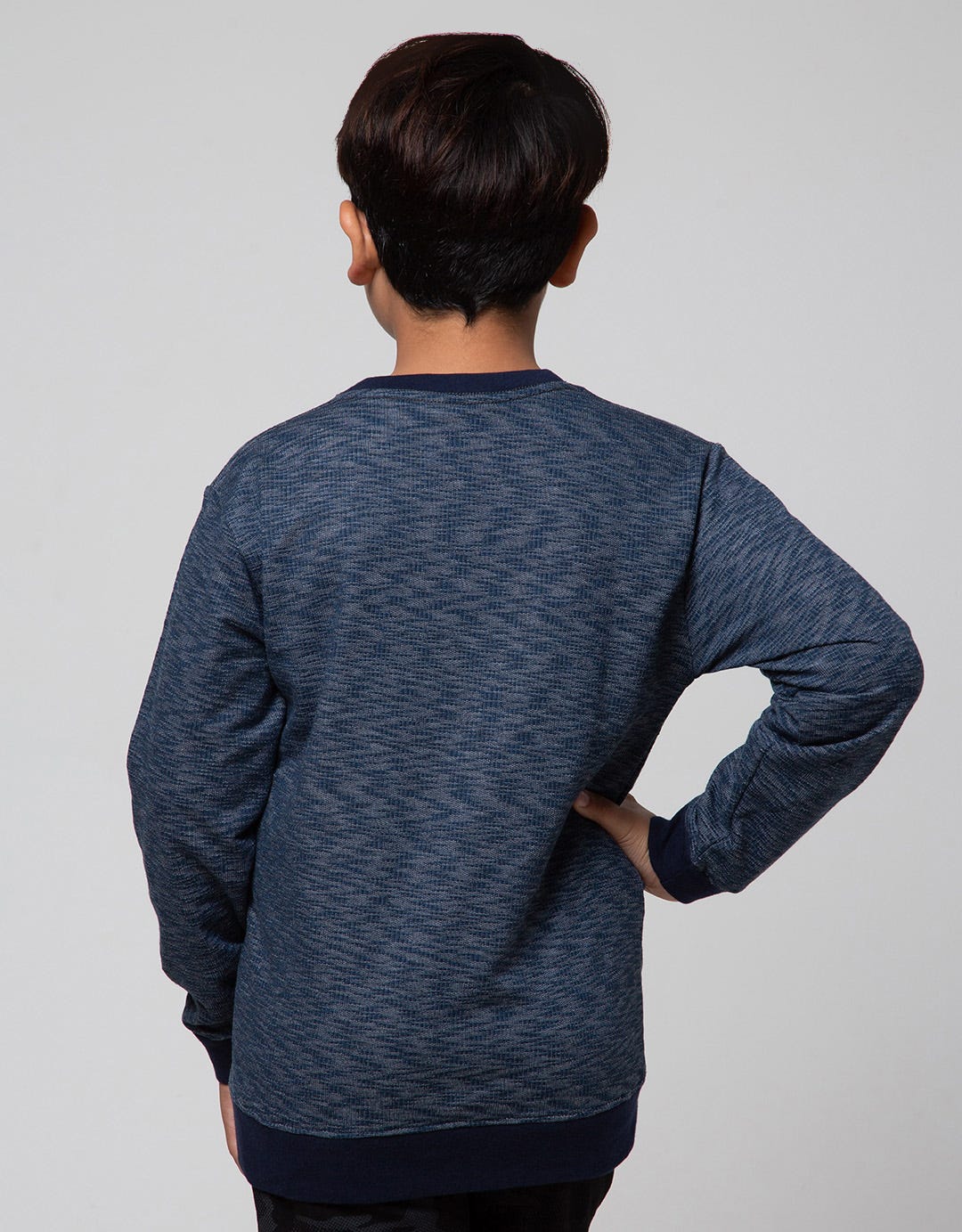 Nevada Sweatshirt Non Hoodie Navy Textured