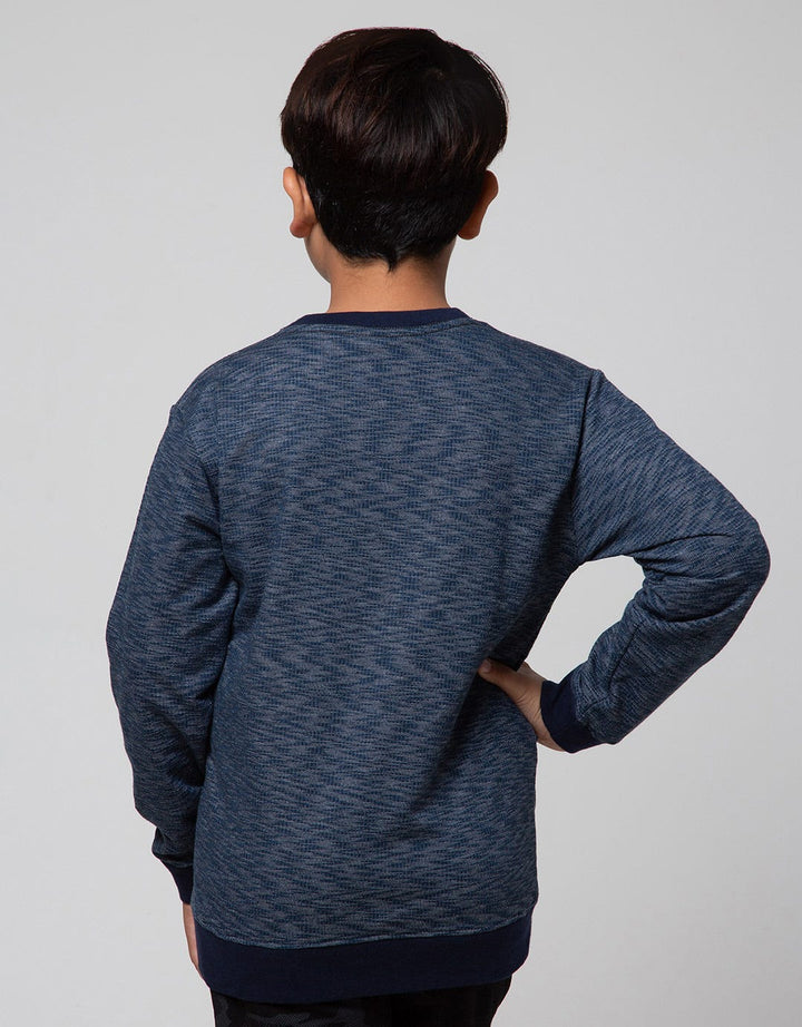 Nevada Sweatshirt Non Hoodie Navy Textured