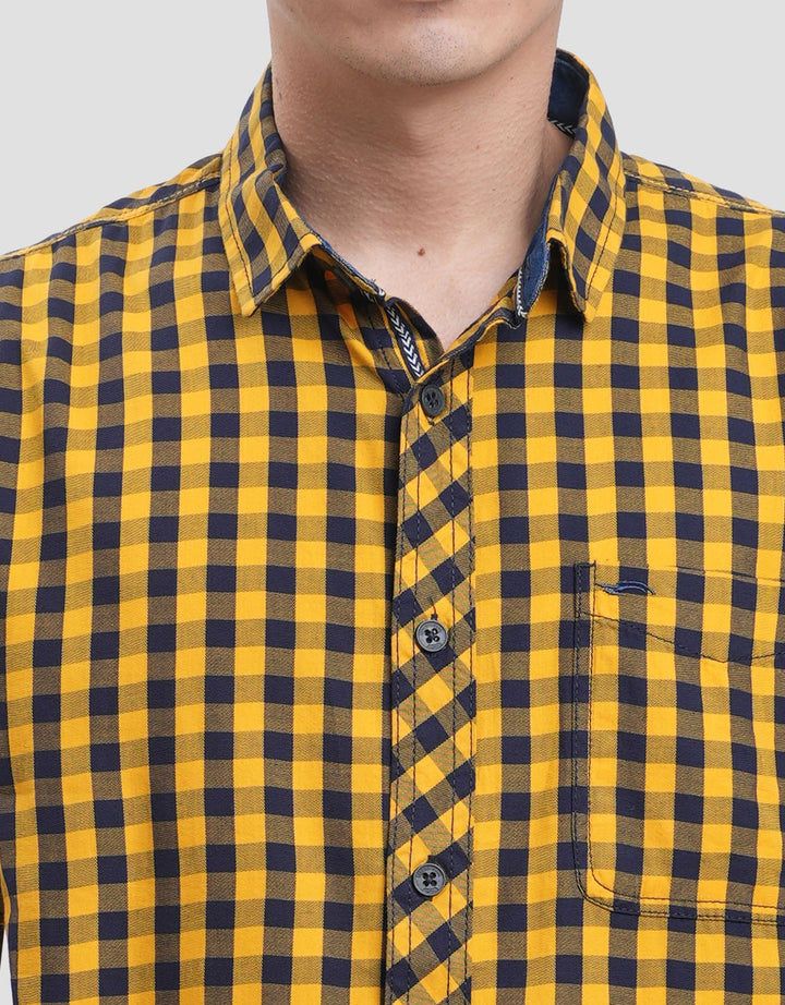 Cardinal Jeans Little Check Print Kemeja Lengan Pendek Pria
