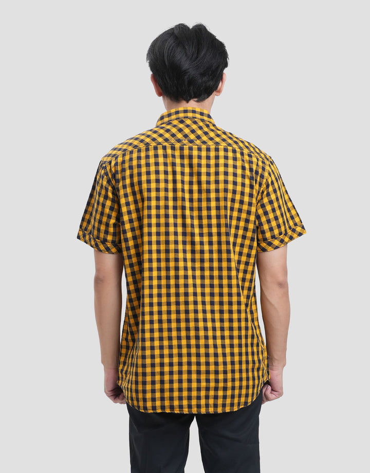 Cardinal Jeans Little Check Print Kemeja Lengan Pendek Pria