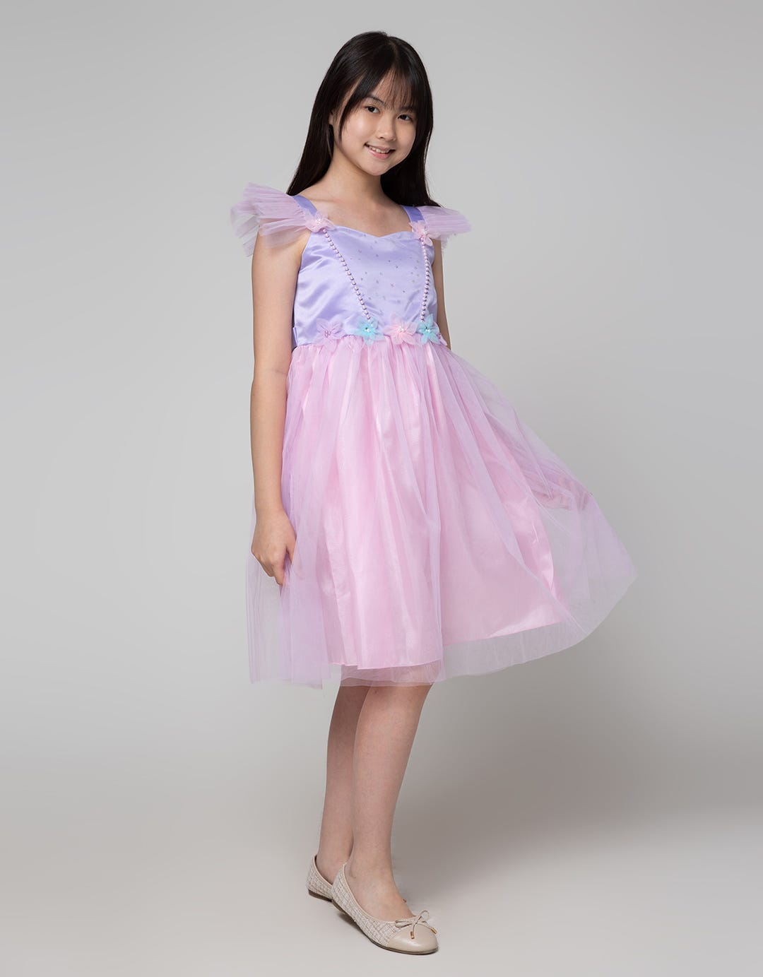 Sweet Miss Short Sleeve Midi Dress Pearl Chest Star Hand Geber