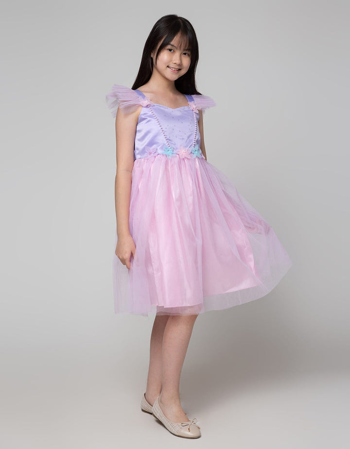 Sweet Miss Short Sleeve Midi Dress Pearl Chest Star Hand Geber