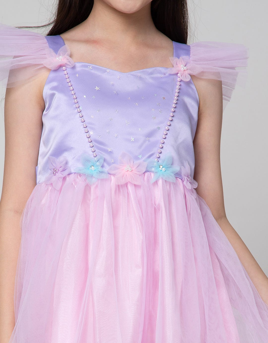 Sweet Miss Short Sleeve Midi Dress Pearl Chest Star Hand Geber