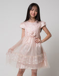 Nevada Short Sleeve Midi Dress Tile Bunga Pinggang
